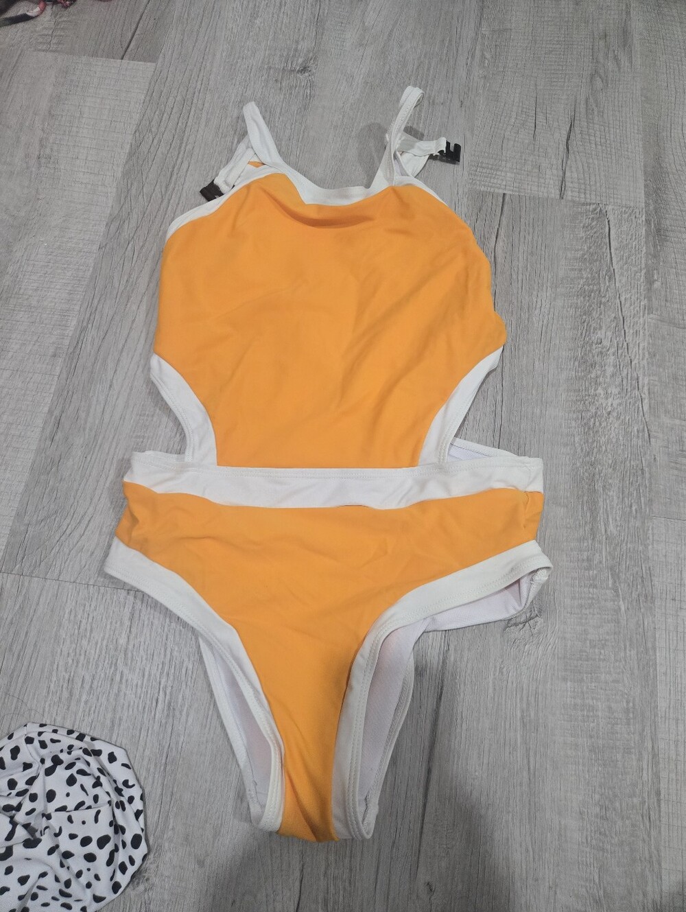 Orange and White One-Piece Swimsuit